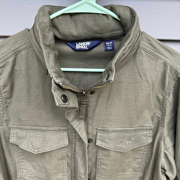 Lands’ End size M Petite Hooded Cargo Utility Jacket - Olive or Army Green - Picture 3 of 16
